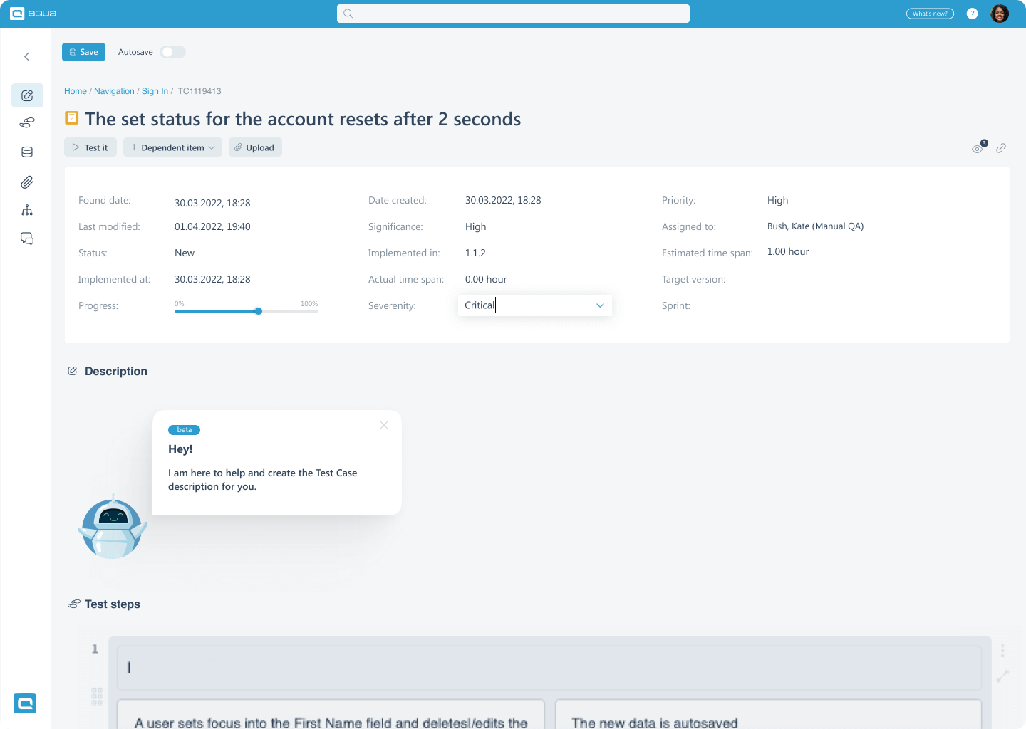 AI auto-create description based on test steps